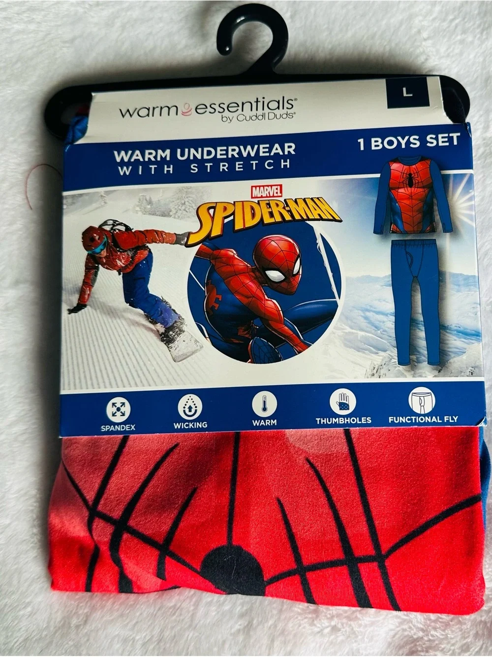 Cuddl Duds Blue and Red Spider Kids Pajama Set